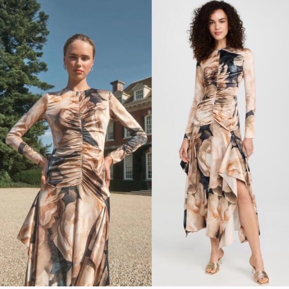 Aknvas Long Sleeve Dress in Brown and Black